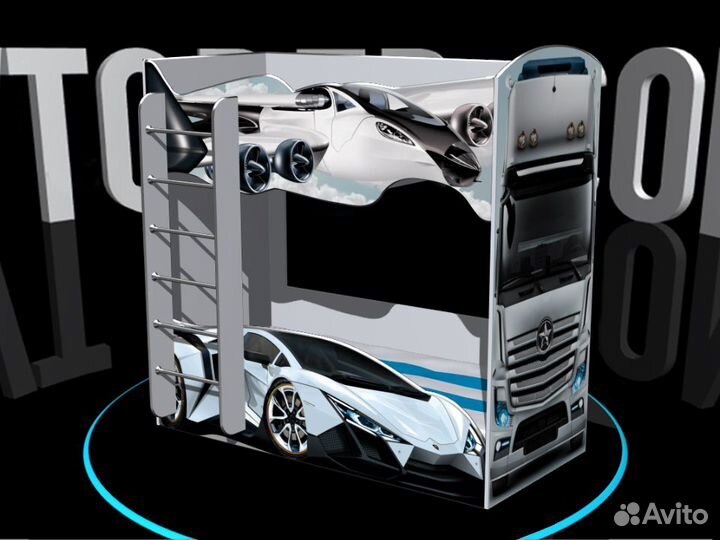 Двухъярусная детская кровать для мальчика с бортик