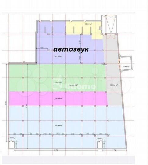 В паркинге от 250 до 1850м с въездом для авто