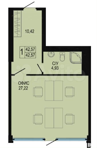 Офис, 43 м²
