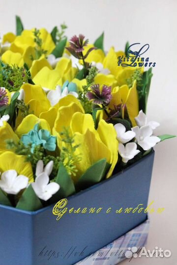 Цветы к коробке. Тюльпаны