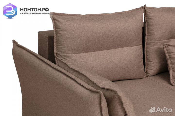 Диван угловой еврокнижка Бруклин светло-коричневый