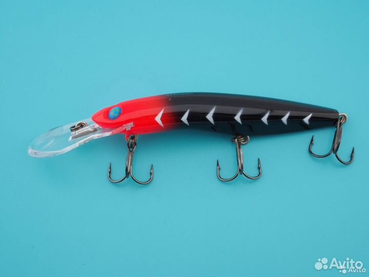 Воблер для троллинга до 8 метров 125 мм красно-чер
