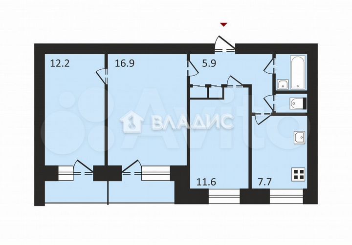 3-к. квартира, 66 м², 2/9 эт.