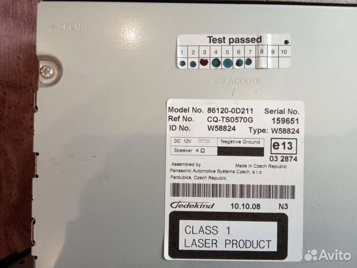 Штатная магнитола Toyota Yaris