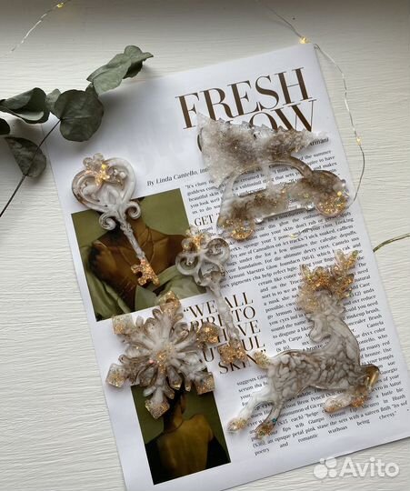 Елочные игрушки из эпоксидной смолы