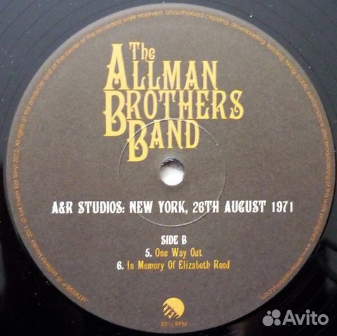 The Allman Brothers Band / A&R Studios: New York