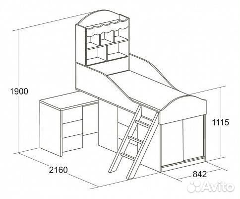 Кровать-чердак с письменным столом