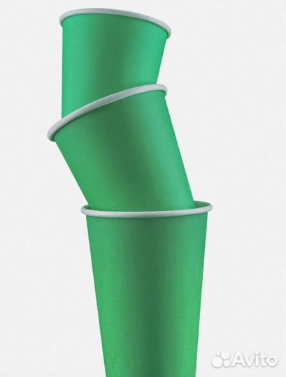 Бумажные стаканы 350 мл зелёные