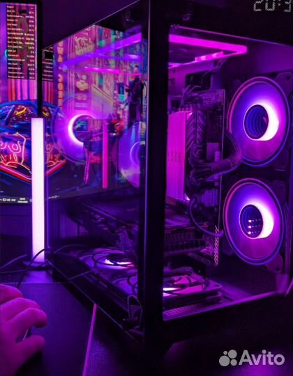 Корпус Ginzzu V300 mATX кубик, стекло, RGB