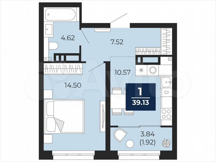 1-к. квартира, 39,1 м², 7/22 эт.