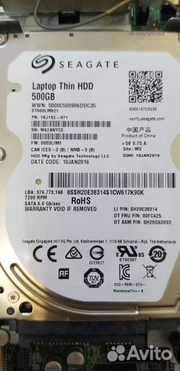 Жесткий диск 2.5 slim 500гб для ноута
