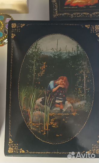 Шкатулка Палех,Федрскино. Ростовская финифть