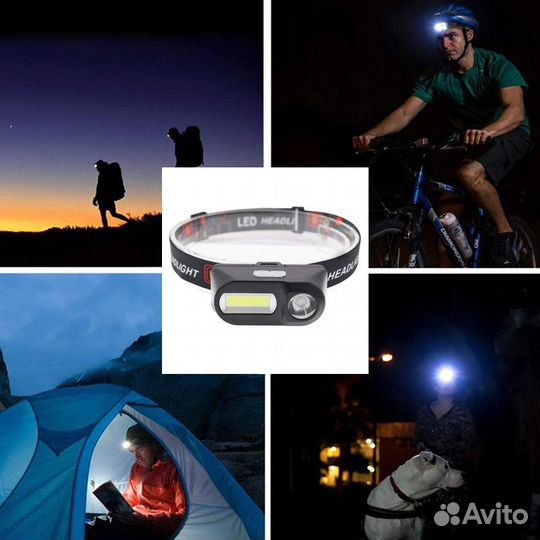 Фонарь налобный аккумулят XPE+COB