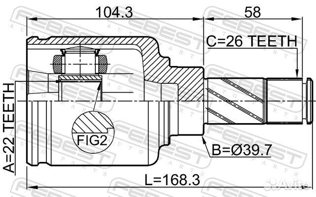 Шрус внутренний перед лев 2411kaniilh Febest