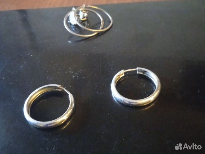 Серьги кольца серебро