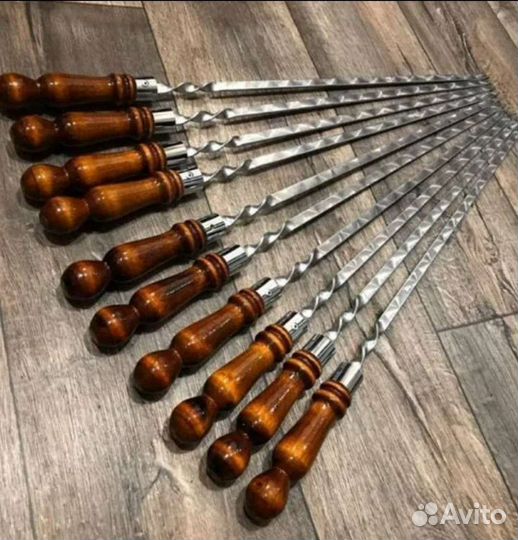 Шампура из нержавейки с деревянной ручкой