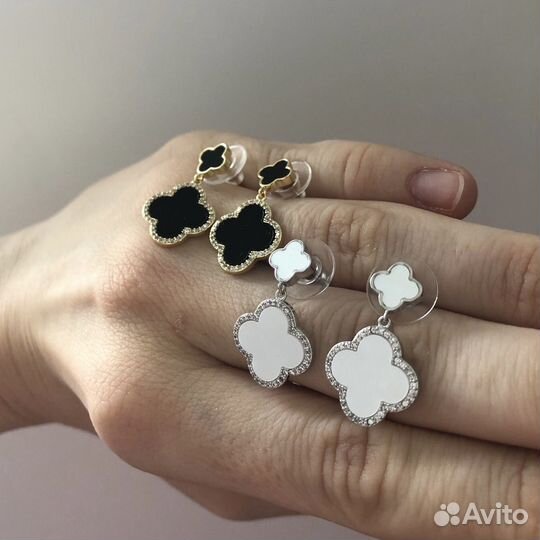 Серьги Van Cleef arpels клевер четырехлистник