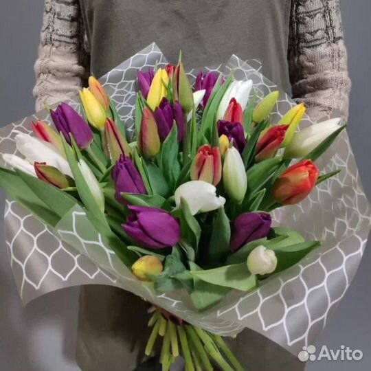 Свежие тюльпаны, букет тюльпанов, доставка Динская