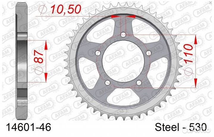 Звезда задняя (ведомая) стальная 14601-46 Afam