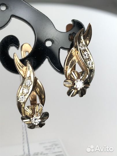 Серьги с бриллиантами золото 585, 5,6 гр