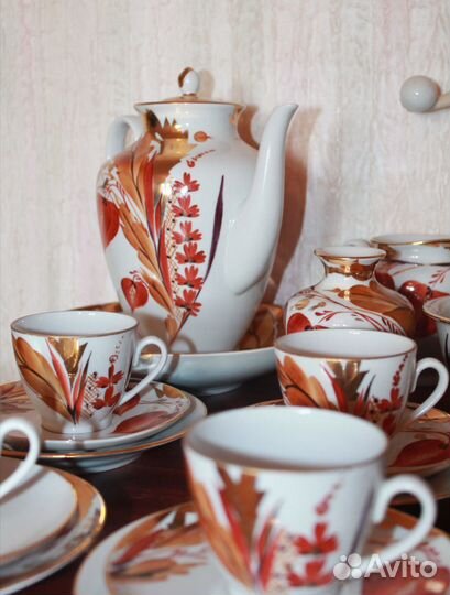 Шикарный редкий сервиз лфз СССР. Ручная роспись