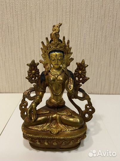 Буддийская богиня Белая Тара. Металл. 15.5 см