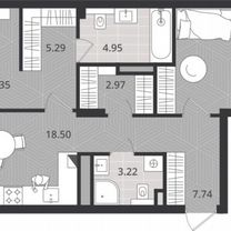 2-к. квартира, 76,9 м², 2/4 эт.