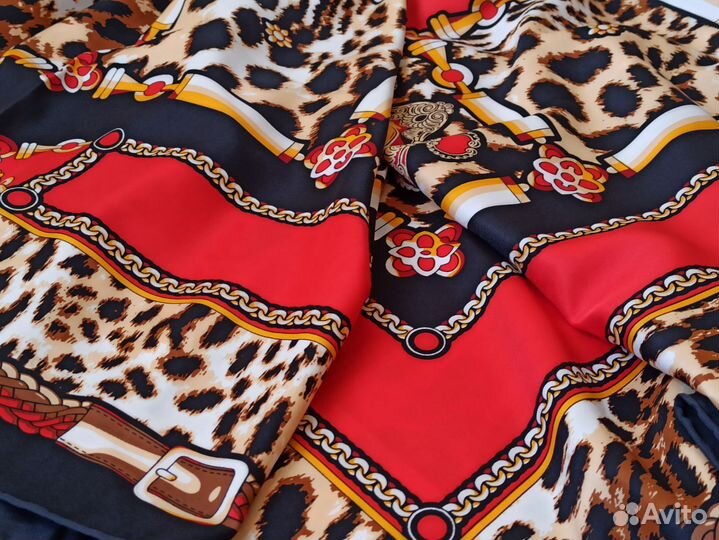 Красный платок Шаль Dior ручной край