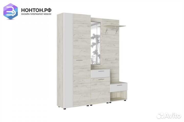 Прихожая Сафари №1 дуб крафт белый / белый софт