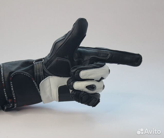 Мотоперчатки кожаные accurate GP черно белые