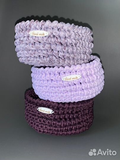 Вязаные корзинки ручной работы