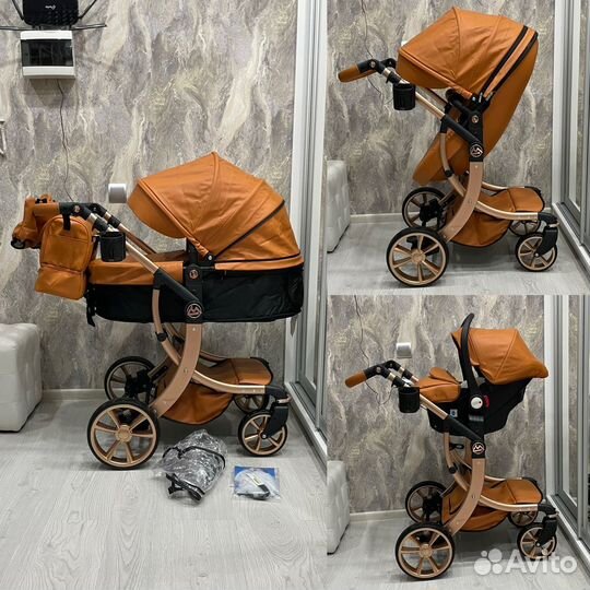 Коляска Новая 3 в 1 Экокожа (в заводской упаковке)