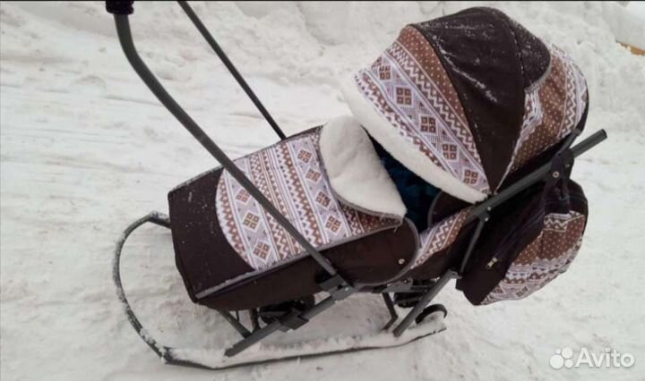 Детские санки коляска с колесами