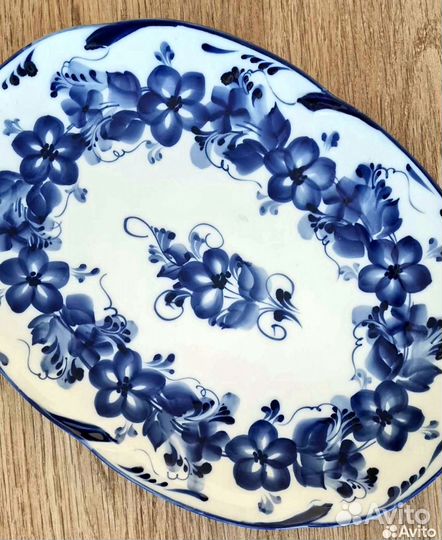 Блюдо сервировочное новое Гжель