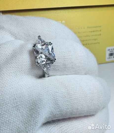 Муассанит кольцо с бриллиантом сереьряное graff