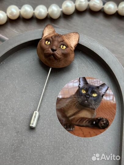 Кошка брошь