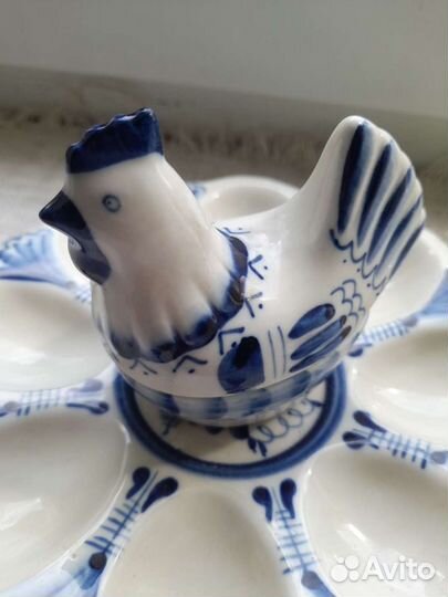 Менажница фарфоровая для яиц/Гжель