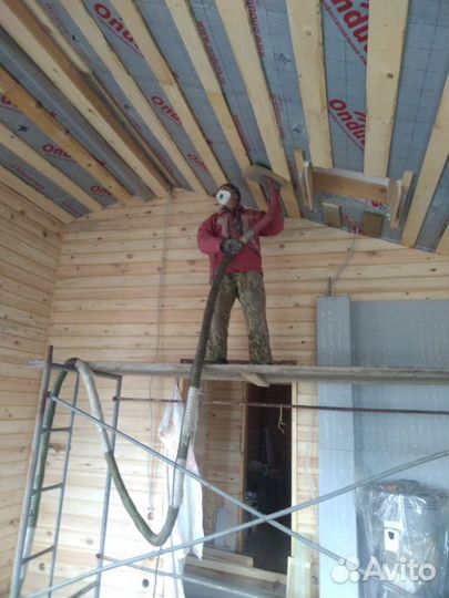 Утепление эковатой. Эковата