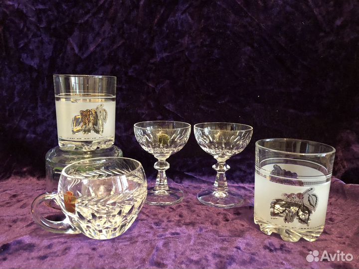 Цветной хрусталь, стекло винтаж Европа, СССР