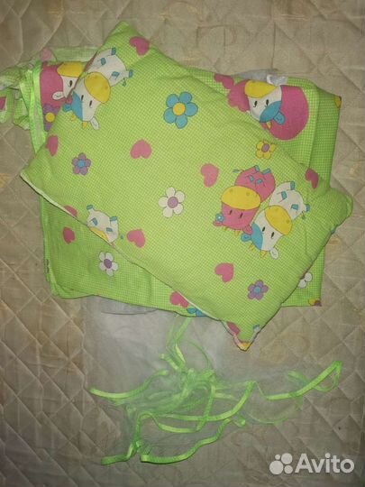 Комплект(бортики, балдахин, подушка, одеяло)