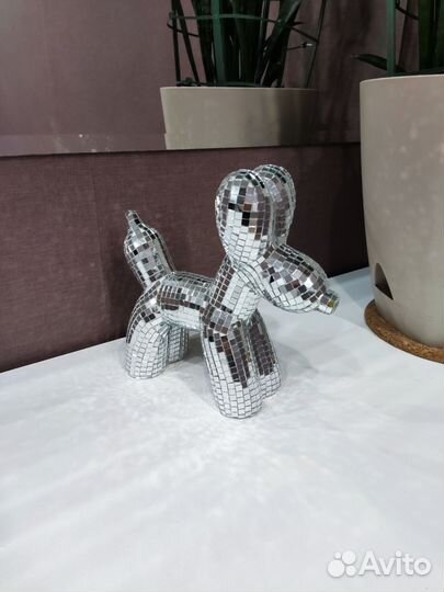 Диско дог собачка с зеркалами статуэтка из гипса