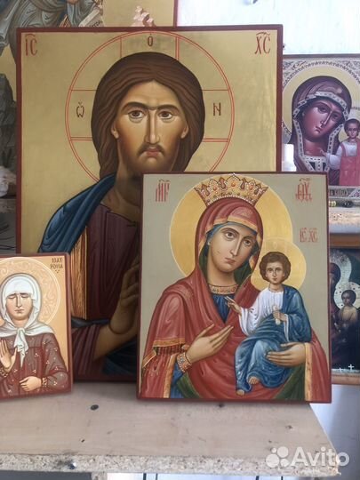 Икона Иверская Божьей Матери писанная