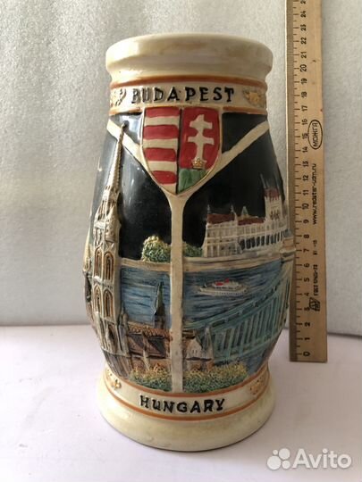 Кружка пивная Венгрия Будапешт большая керамическа