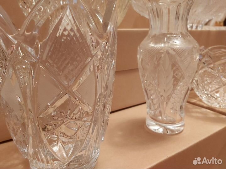 Хрусталь: ваза, блюдо, салатница, селедочница