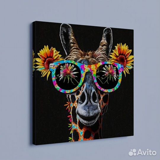 Картина маслом яркий жираф