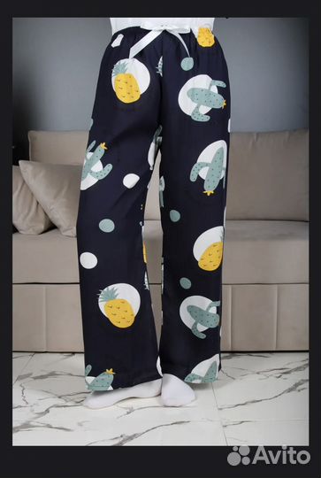 Домашние брюки палаццо укороченные