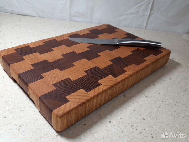 Торцевая разделочная доска дуб и термоясень