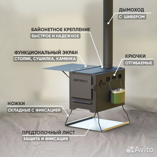 Отопительная печь Буржуйка для палатки