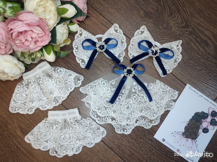 Маленькая леди набор бантиков, жабо, манжетов