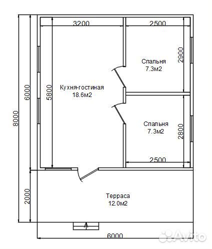 Каркасный дачный дом 6х8м